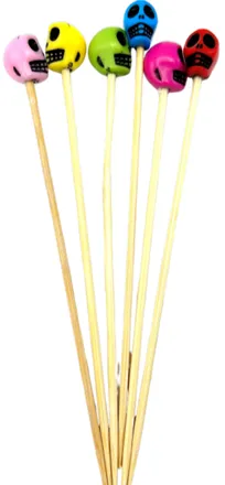 Bambuspinnar m/hauskúpu margir litir 12cm 100stk mynd 1