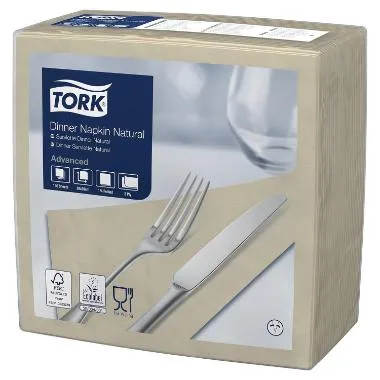 Servíettur Tork 2ja laga 39x39cm natural mynd 1