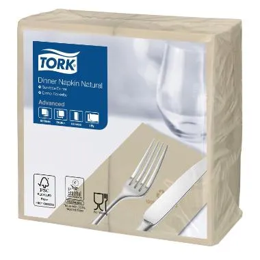 Servíettur Tork brotnar 2ja laga 39x39cm natural mynd 1