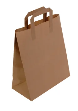 Bréfpokar brúnir m/haldi  26x14x32cm 250stk mynd 1