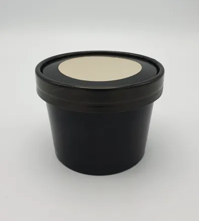 Salatbox pappa svört og lok m/glugga 225ml 8oz 250stk mynd 1